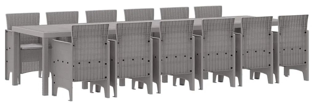 vidaXL Σέτ φαγητού για κήπο 13 pcs Ανοιχτό γκρι Rattan Polt