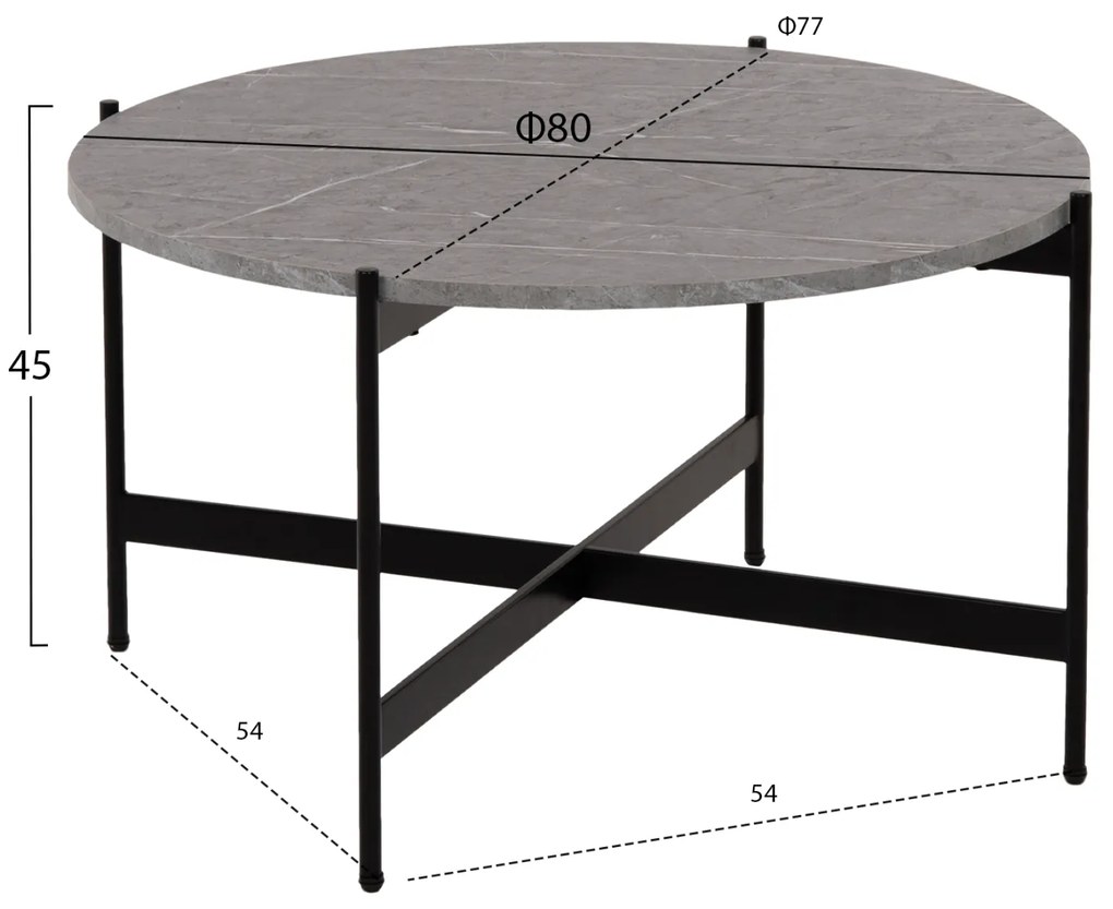 ΣΕΤ 2ΤΜΧ ΤΡΑΠΕΖΙΑ ΣΑΛΟΝΙΟΥ RONDA HM21089.01 MDF ΓΚΡΙ ΜΑΡΜΑΡΟ Φ80εκ &amp; Φ50εκ (1 Τεμμάχια)