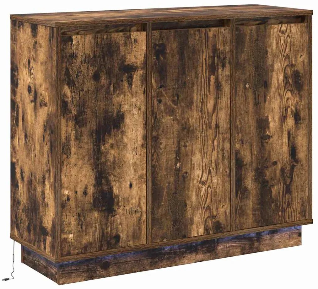 vidaXL Πλευρικό Τραπέζι LED Καπνιστό Δρύς 90 x 32 x 75 εκ.