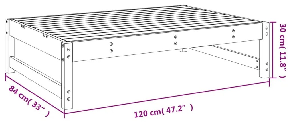 Υποπόδιο Κήπου Γκρι 120 x 80 εκ. από Μασίφ Ξύλο Πεύκου - Γκρι