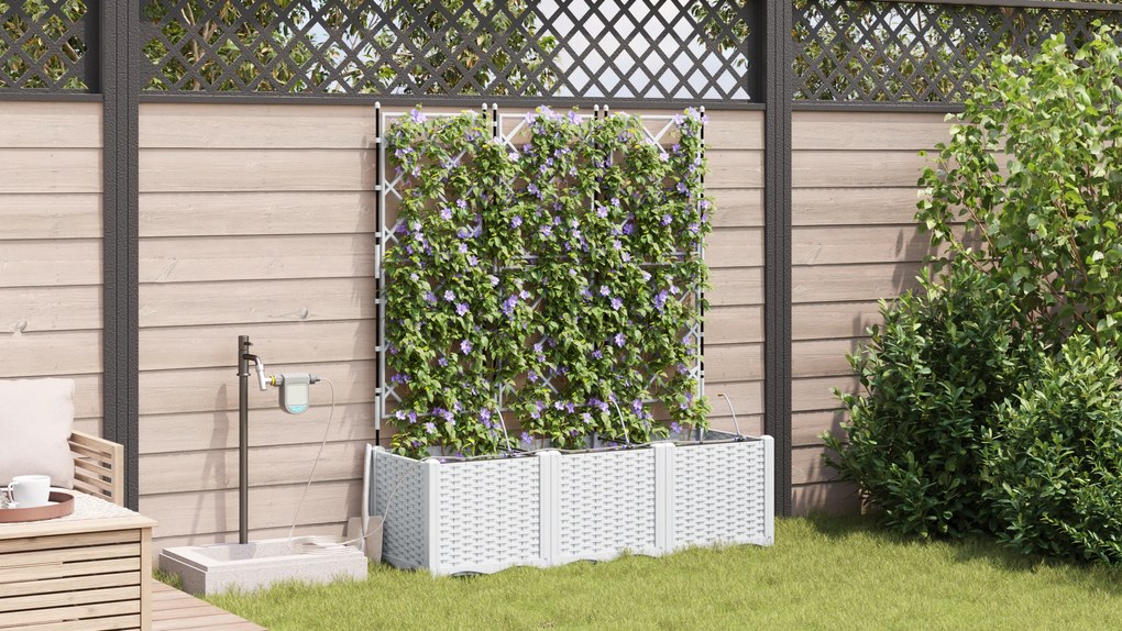 vidaXL Γλάστρες Κήπου 1 τεμ Καφασωτό Λευκό 120 x 40 x 142 cm Πλαστικό