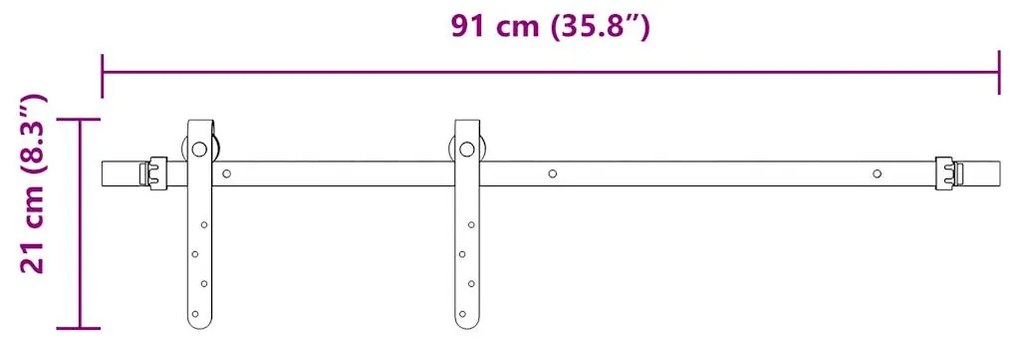 ΚΙΤ ΣΥΡΟΜΕΝΗΣ ΠΟΡΤΑΣ ΓΡΑΦΕΙΟΥ 91 CM ΑΠΟ ΑΝΘΡΑΚΟΥΧΟ ΧΑΛΥΒΑ 4009663