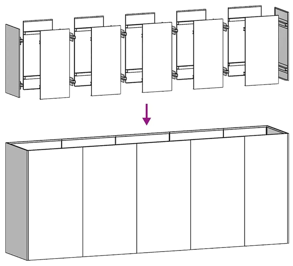 vidaXL Ζαρντινιέρα Λευκή 200x40x80 εκ. από Χάλυβα Ψυχρής Έλασης