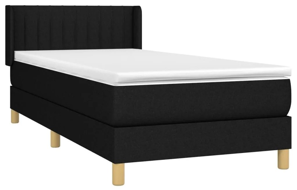 Κρεβάτι Boxspring με Στρώμα Μαύρο 100 x 200 εκ. Υφασμάτινο - Μαύρο