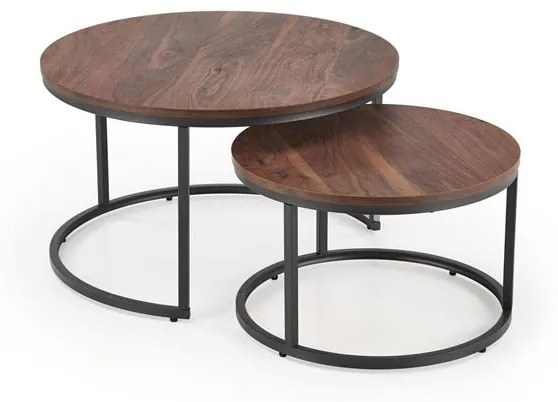 JAVA set of 2 c. tables, walnut / black DIOMMI-60-29301