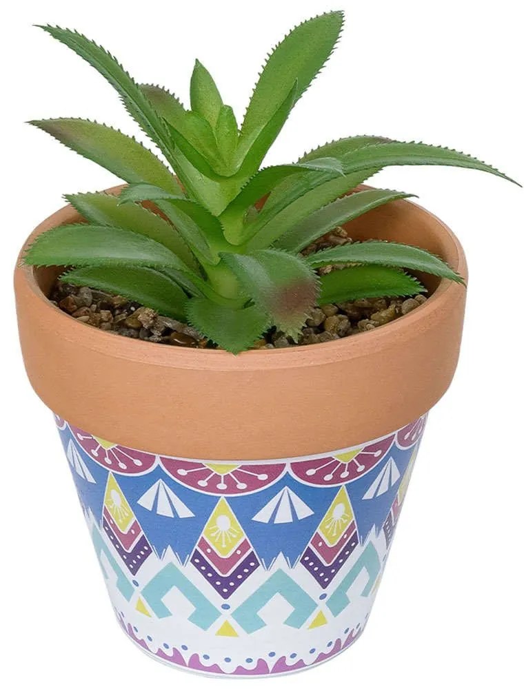 Τεχνητό Φυτό Σε Κασπώ Aloe 21040 Φ9x14cm Multi GloboStar Πηλός,Πολυαιθυλένιο