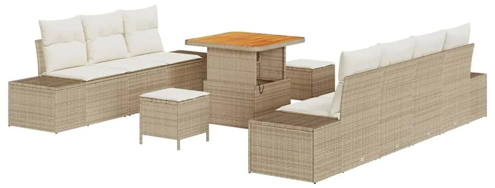 vidaXL Σετ Καναπέ Κήπου με μαξιλάρι 10 pcs Μπεζ, Κρέμα 80 x 80 x 71 cm