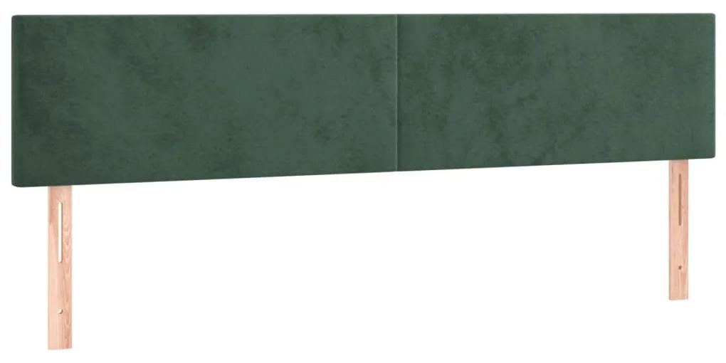 vidaXL Κρεβάτι Boxspring με Στρώμα Σκούρο Πράσινο 160x200εκ. Βελούδινο