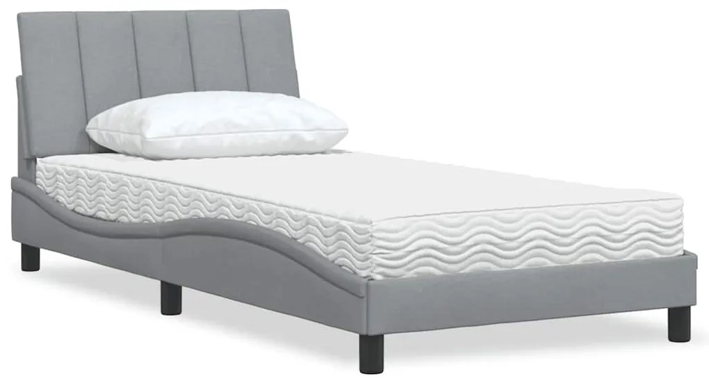 Κρεβάτι με Στρώμα Hanko Ανοιχτό Γκρι 100x200 εκ. Υφασμάτινο