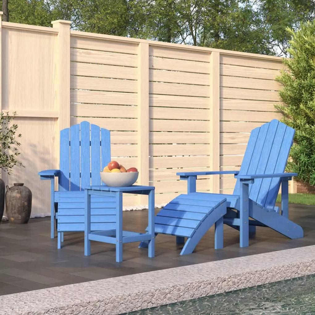 3095715 vidaXL Καρέκλες Κήπου Adirondack με Υποπόδιο &amp; Τραπεζάκι Γαλάζιο HDPE Μπλε, 1 Τεμάχιο