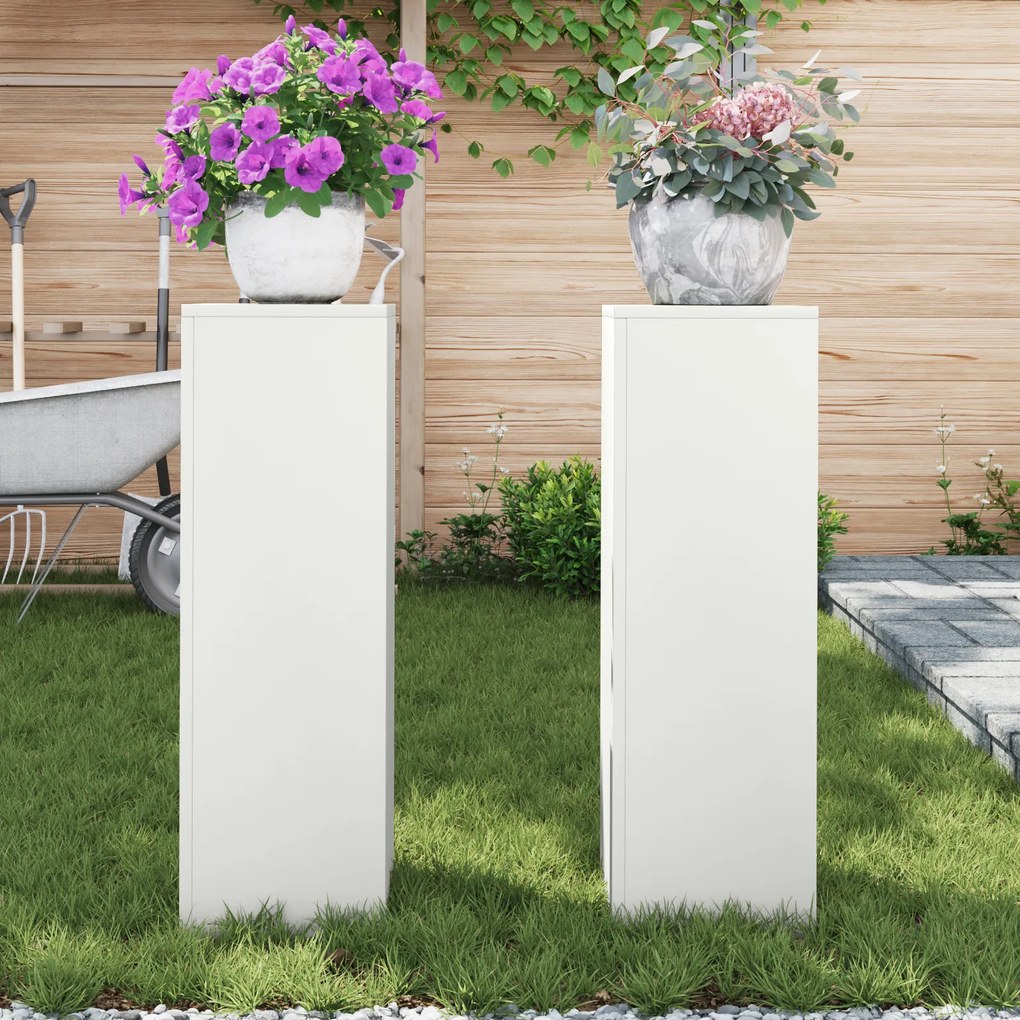vidaXL Υποστηρίγματα Φυτών Κολώνα 2 τεμ Λευκό 24x24x75 εκ Ατσάλι