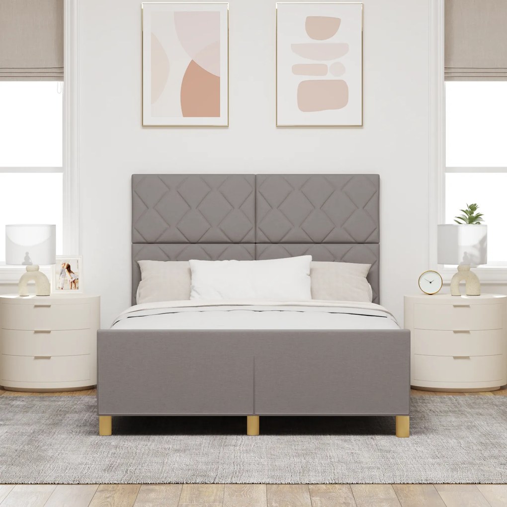 vidaXL Σκελετός Κρεβατιού με κεφαλάρι Taupe 140 x 190 cm ύφασμα