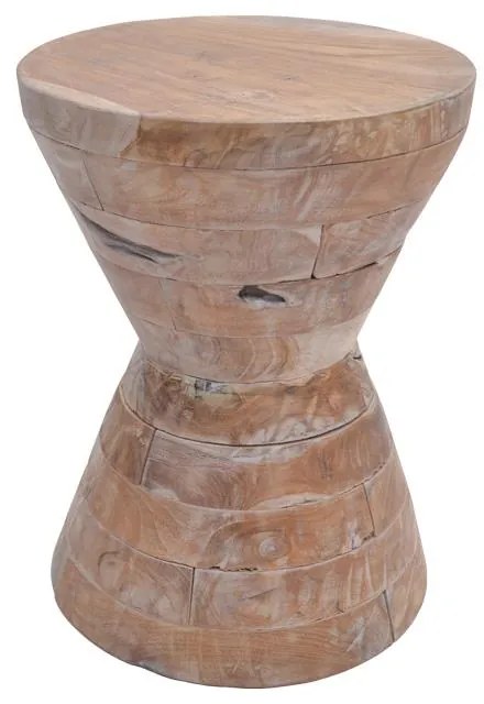 Βοηθητικό τραπέζι Zerlian Inart white wash μασίφ ξύλο teak Φ35x46εκ 35x35x46 εκ.