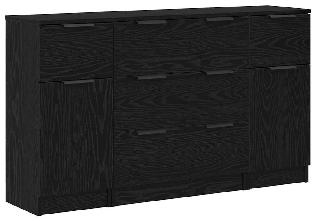 vidaXL Πλαϊνό γραφείο με συρτάρι 3 pcs Μαύρη δρυς 121 x 30 x 70 εκ