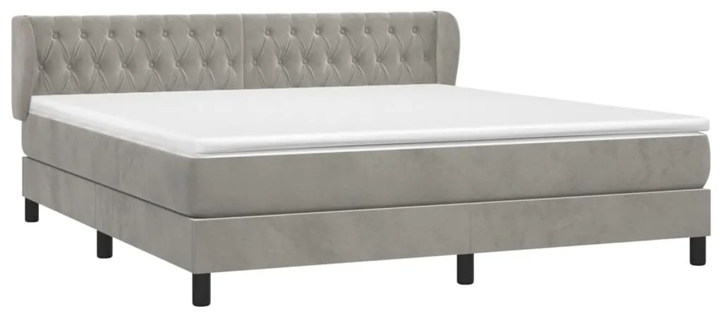 vidaXL Κρεβάτι Boxspring με Στρώμα Ανοιχτό Γκρι 160x200 εκ. Βελούδινο