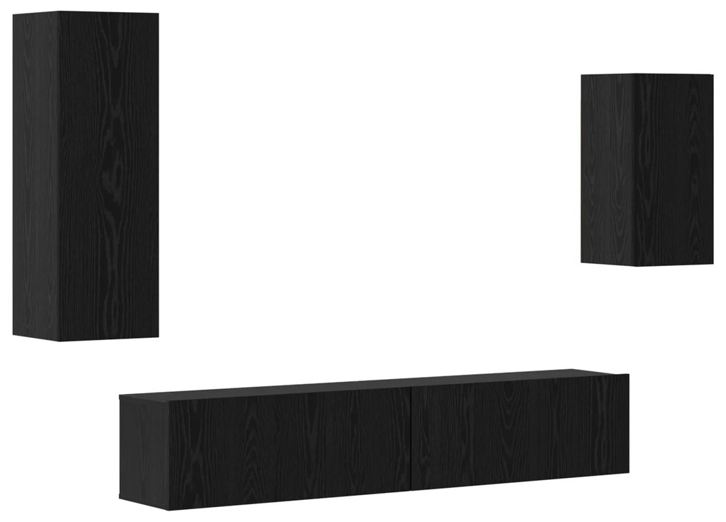 vidaXL Σετ τηλεοπτικού cabinet 4 pcs Μαύρη Δρυς 30.5 x 30 x 90 cm