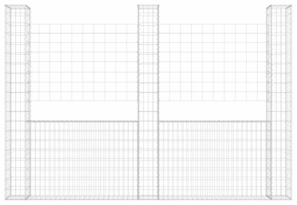 vidaXL Συρματοκιβώτια σε U Σχήμα με 3 Στύλους 260x20x200 εκ Σιδερένιο