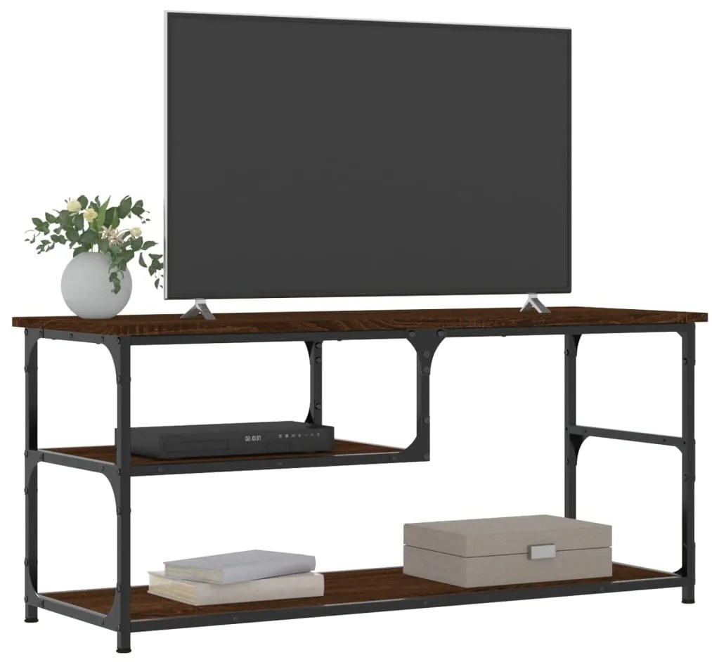 vidaXL Έπιπλο Τηλεόρασης Καφέ Δρυς 103x38x46,5 εκ Επεξ. Ξύλο &amp; Ατσάλι
