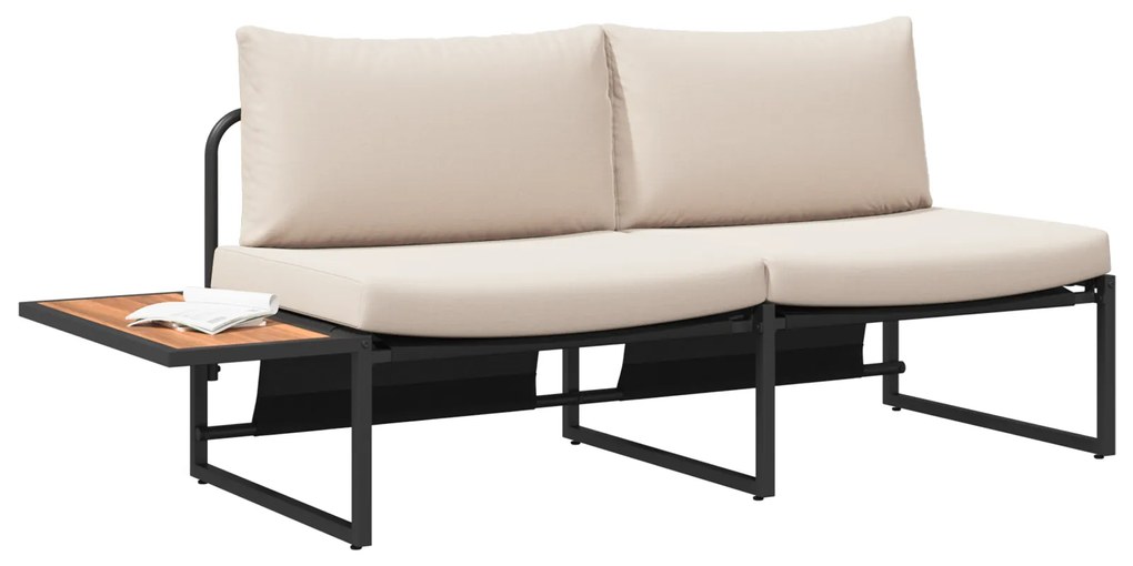 vidaXL Καναπές Κήπου με μαξιλάρι Καφέ 200.5 x 70 x 85.5εκ Μέταλλο