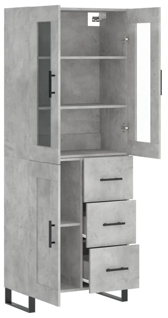 vidaXL Ντουλάπι Γκρι Σκυροδέματος 69,5x34x180 εκ. Επεξεργασμένο Ξύλο