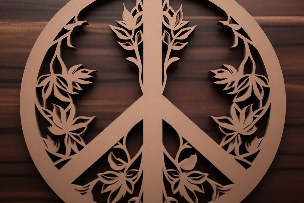 Intra απο ξύλο plywood  Χρώμα wenge 3mm-4mm πάχος - Cricut Πινακίδα ειρήνης με Δίασταση 20x20 cm INTRAFABR-119793590