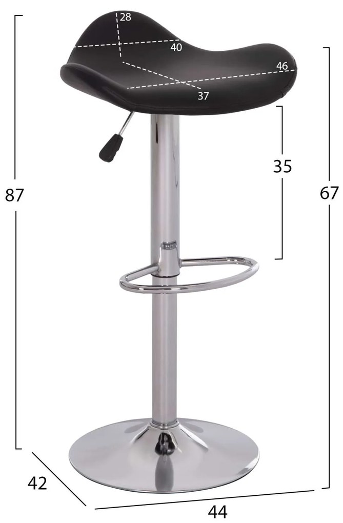 ΣΚΑΜΠO ΜΠΑΡ ΠΕΡΙΣΤΡΕΦΟΜΕΝΟ GANNA HM201.21 ΜΕ ΑΜΟΡΤΙΣΕΡ-ΜΑΥΡΟ PU 44x42x87Υεκ.