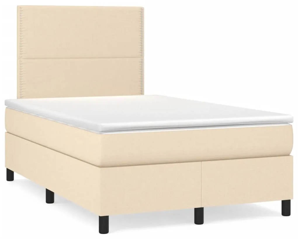 Κρεβάτι Boxspring με Στρώμα Κρεμ 120x190 εκ. Υφασμάτινο