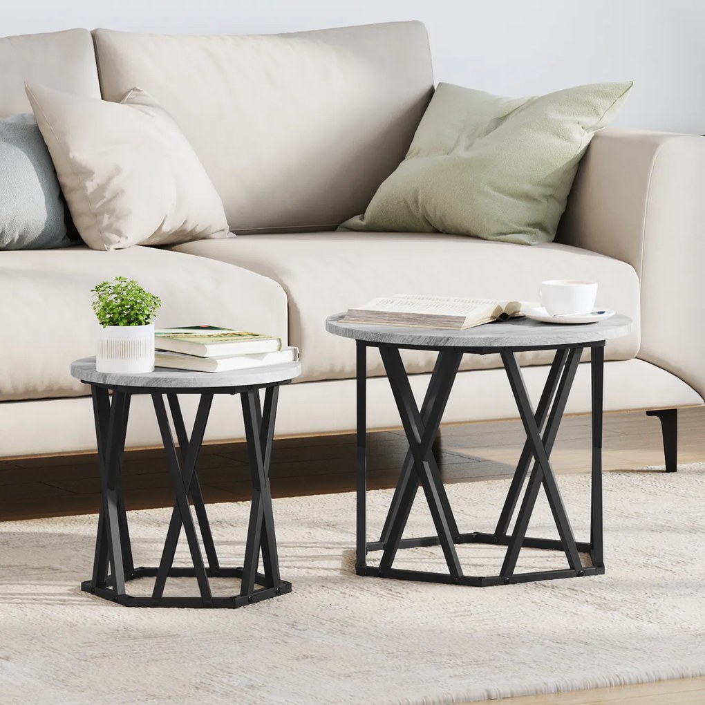 vidaXL Σετ με Nesting Τραπεζάκια 2 τμχ Γκρι Σονομά