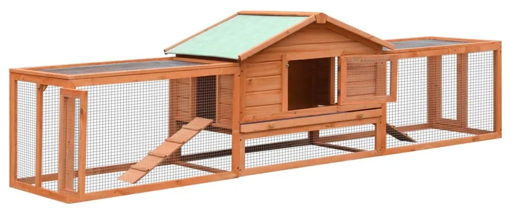 vidaXL Κλουβί Κουνελιών 310x70x87 εκ. από Μασίφ Ξύλο Πεύκου/Ελάτης