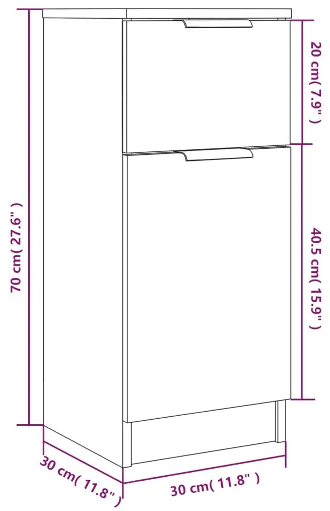 Ντουλάπι Καφέ Δρυς 30 x 30 x 70 εκ. από Επεξεργασμένο Ξύλο - Καφέ