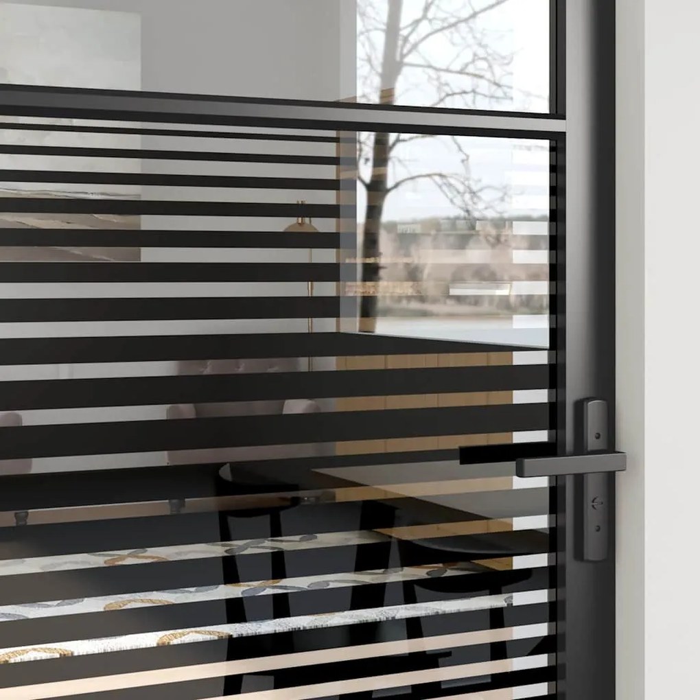 vidaXL Γυάλινη πόρτα Ριγέ Μαύρο 76 x 3.5 x 201.5 εκ Αλουμίνιο