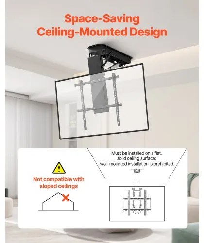 VEVOR Motorized Ceiling TV Mount Electric Flip Down TV Mount for 32-70 in Screen