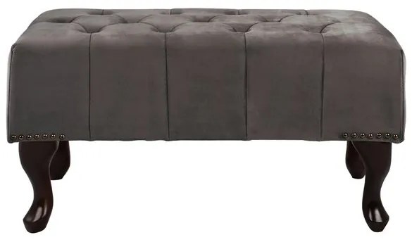 ΤΑΜΠΟΥΡΕ T.CHESTERFIELD EMMA HM226.10 ΓΚΡΙ ΒΕΛΟΥΔΟ-ΠΟΔΙΑ ΣΕ ΣΚΟΥΡΟ ΚΑΦΕ 78x46x40Yεκ