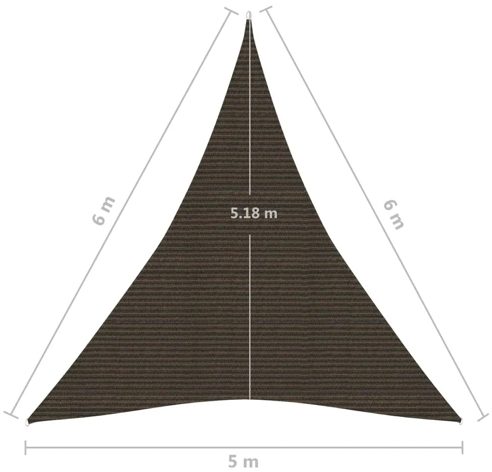 Πανί Σκίασης Καφέ 5 x 6 x 6 μ. από HDPE 160 γρ./μ² - Καφέ