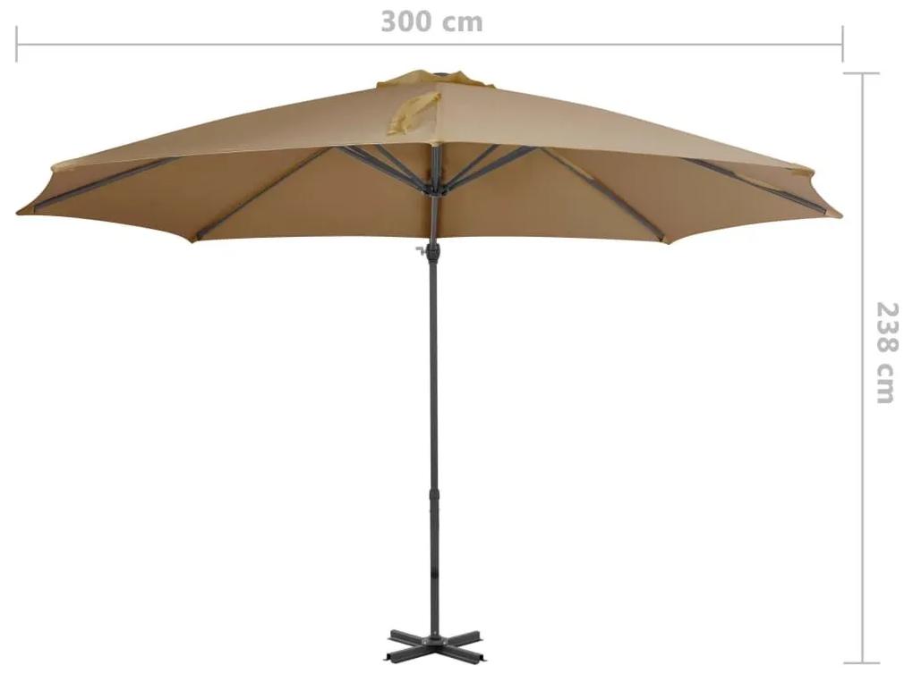 Ομπρέλα Κρεμαστή Χρώμα Taupe 300 εκ. με Ιστό Αλουμινίου - Μπεζ-Γκρι