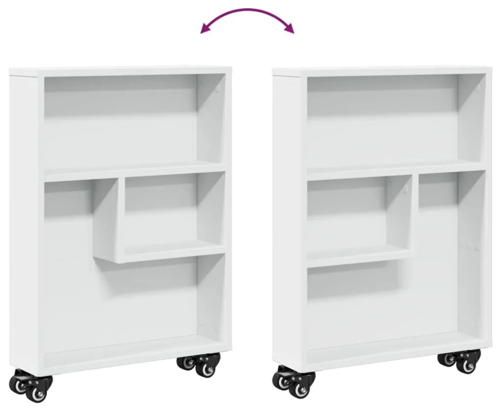 vidaXL Τρόλεϊ Αποθήκευσης Στενό Λευκό 48x13x68 εκ. Επεξεργασμένο Ξύλο