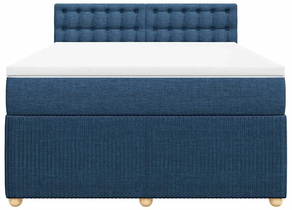 vidaXL Κρεβάτι Boxspring με Στρώμα Μπλε 160x200 εκ. Υφασμάτινο
