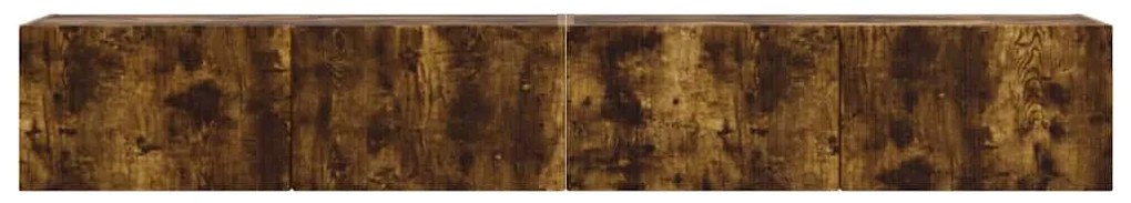 vidaXL Ντουλάπι Τηλεόρασης Τοίχου Επιτοίχιο 2 pcs Καπνιστό Δρύς