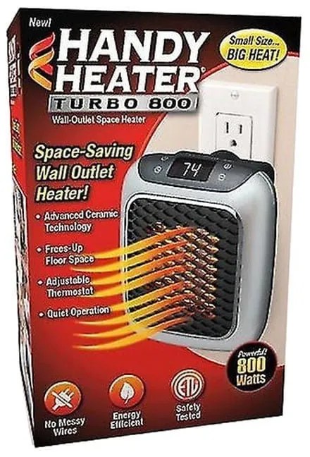 Αερόθερμο Κεραμικό Πρίζας 800W Με Ρυθμιζόμενο Θερμοστάτη & Χρονοδιακόπτη - Handy heater turbo 800