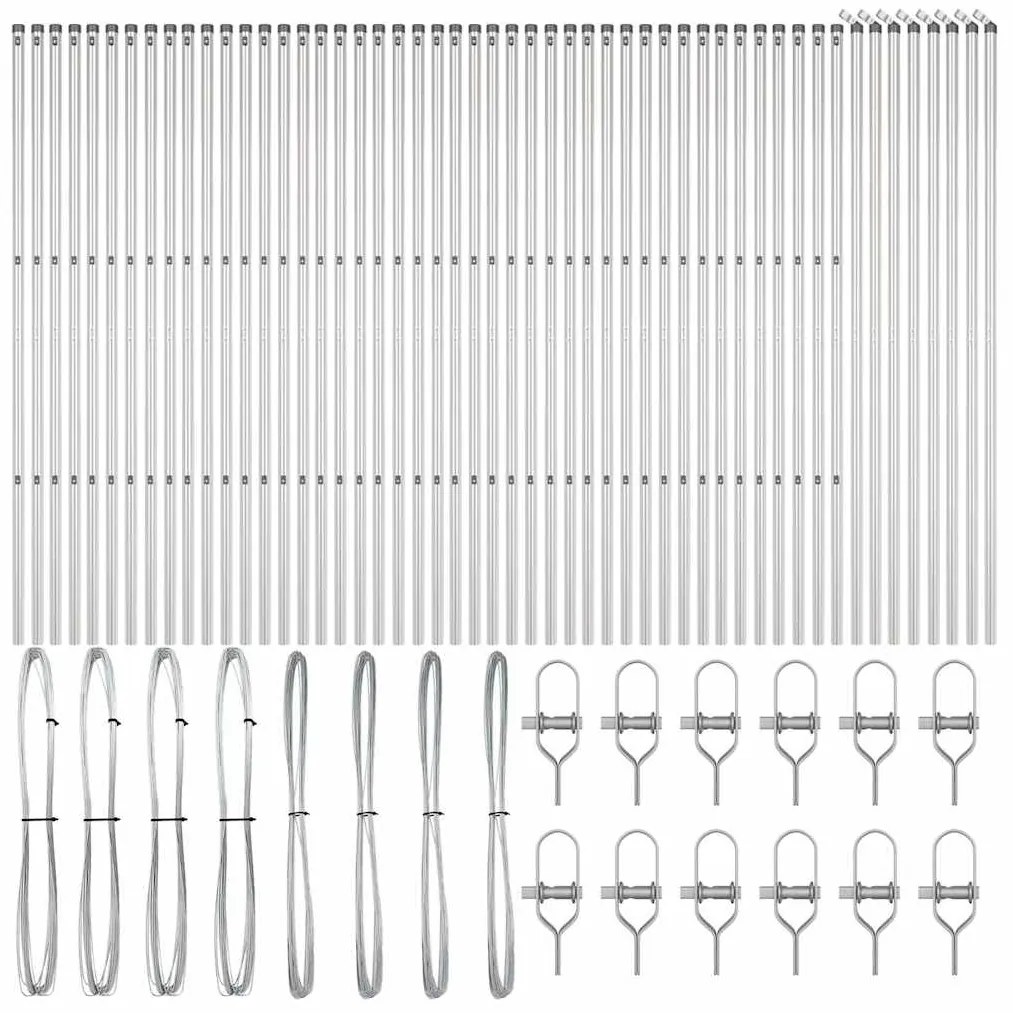 vidaXL Στήλες Φράχτη 52 τεμάχια Ø32 mm 150 cm Γαλβανισμένο Ατσάλι