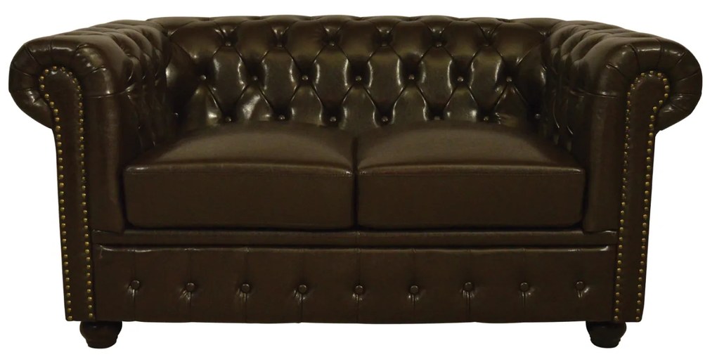 ΚΑΝΑΠΕΣ 2ΘΕΣΙΟΣ T.CHESTERFIELD HM3010.01 ΤΕΧΝΟΔΕΡΜΑ ΣΚΟΥΡΟ ΚΑΦΕ 155x90x73 εκ. - 0513058 - HM3010.01