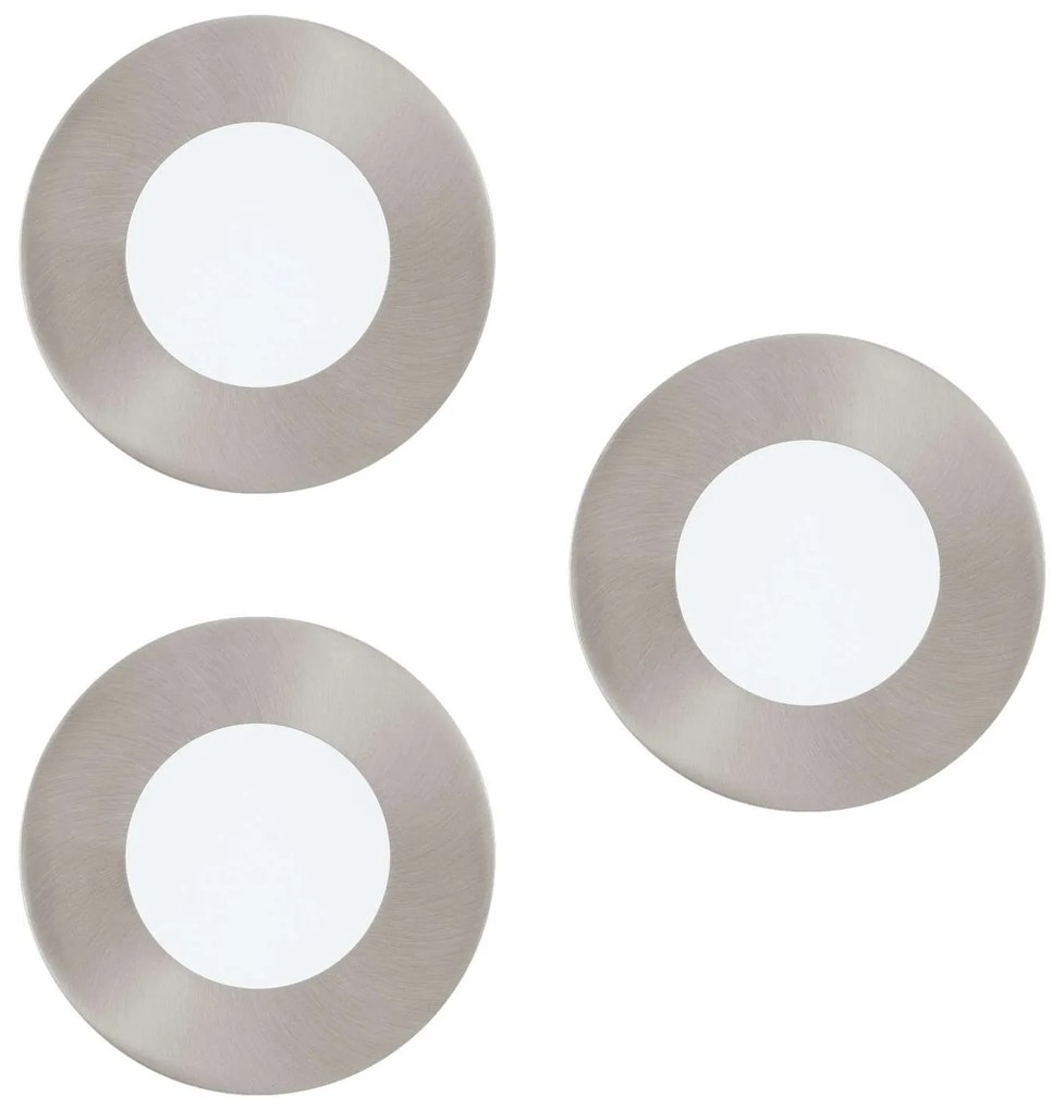 Φωτιστικό Σποτ Χωνευτό Led Σετ 3τμχ 32882 Silver Fueva-C Egloo Στρόγγυλο Metal, Plastic