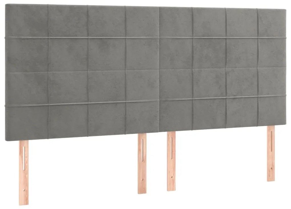 Κεφαλάρι Κρεβατιού LED Ανοιχτό Γκρι 160x5x118/128 εκ. Βελούδινο 3122478
