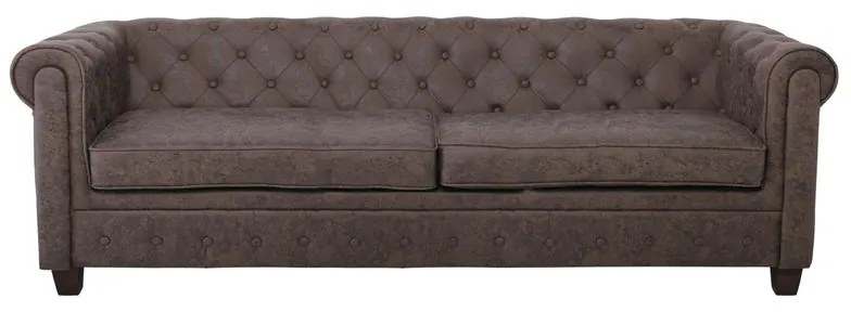 CHESTERFIELD Newport Kαναπές 3Θέσιος Σαλονιού - Καθιστικού, Ύφασμα Antique Look Καφέ  219x82x73cm [-Καφέ-] [-Ύφασμα-] Ε9420,33