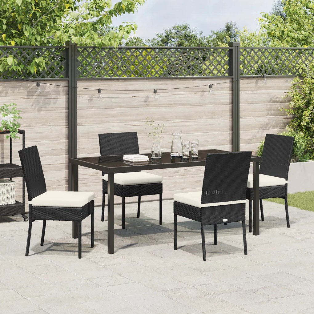 vidaXL Σετ Garden Dining 5 Τεμαχίων Μαύρο Πολυ Ρατάν