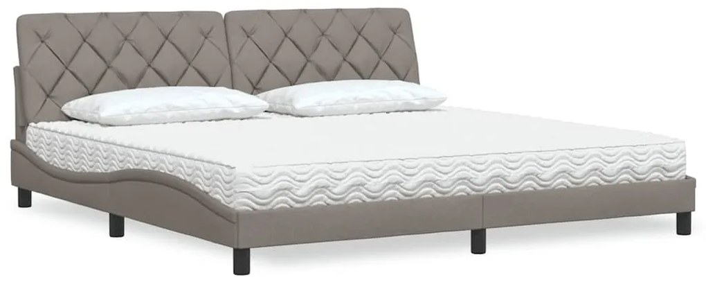 vidaXL Κρεβάτι με Στρώμα Taupe 200x200 εκ. Υφασμάτινο