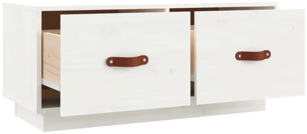 vidaXL Έπιπλο Τηλεόρασης Λευκό 80x34x35 εκ. από Μασίφ Ξύλο Πεύκου