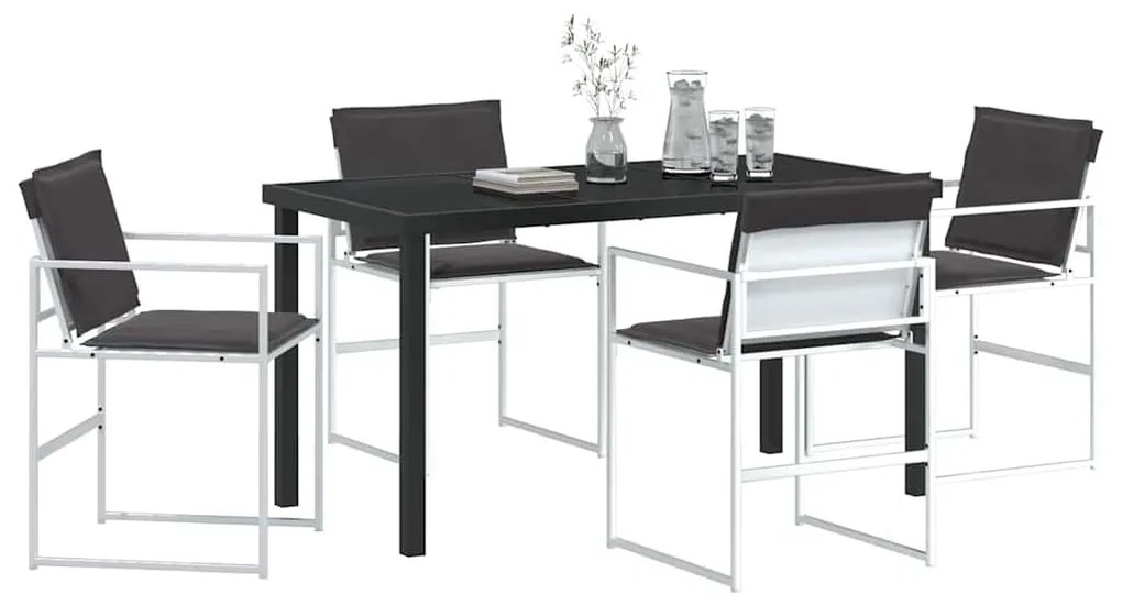 vidaXL Σέτ φαγητού για κήπο 5 pcs Λευκό Χάλυβας με επίστρωση πούδρας