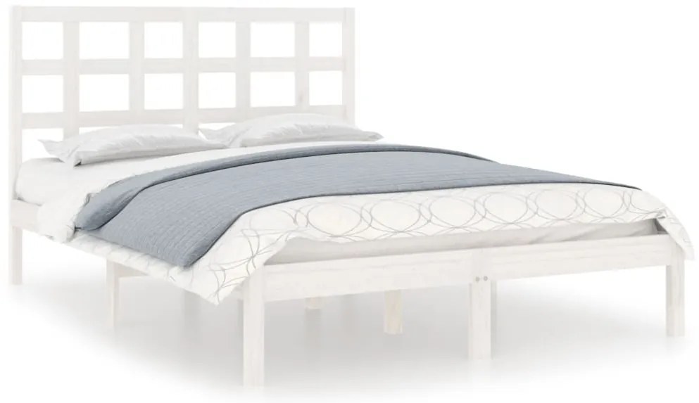 vidaXL Πλαίσιο Κρεβατιού Λευκό 120x190 εκ. Μασίφ Ξύλο Small Double