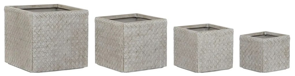 Σετ ζαρντινιέρων Home ESPRIT Μπεζ Fiberglass Μαγνήσιο 44,5 x 44,5 x 42,5 cm (4 Μονάδες)